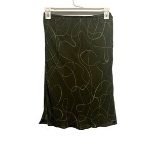 Lapis Vintage Y2K A-Line Skirt M Green Abstract Knee Length